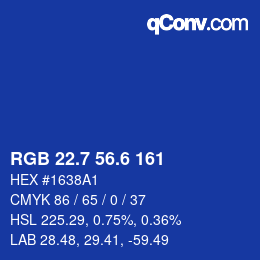 カラーコード: RGB 22.7 56.6 161 | qconv.com