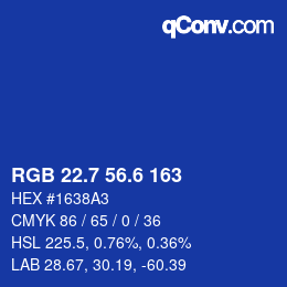 カラーコード: RGB 22.7 56.6 163 | qconv.com