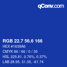カラーコード: RGB 22.7 56.6 166 | qconv.com