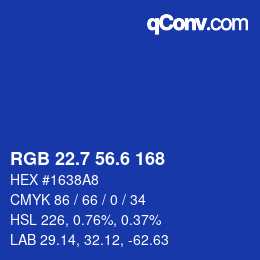 カラーコード: RGB 22.7 56.6 168 | qconv.com