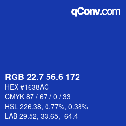 カラーコード: RGB 22.7 56.6 172 | qconv.com