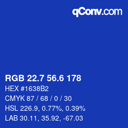 カラーコード: RGB 22.7 56.6 178 | qconv.com