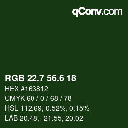 カラーコード: RGB 22.7 56.6 18 | qconv.com