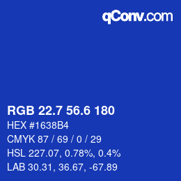 カラーコード: RGB 22.7 56.6 180 | qconv.com