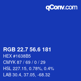 カラーコード: RGB 22.7 56.6 181 | qconv.com