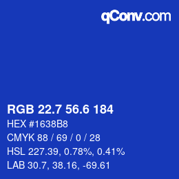 カラーコード: RGB 22.7 56.6 184 | qconv.com