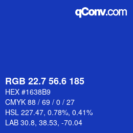 カラーコード: RGB 22.7 56.6 185 | qconv.com