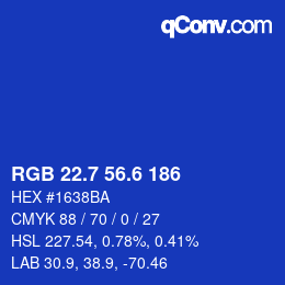 カラーコード: RGB 22.7 56.6 186 | qconv.com