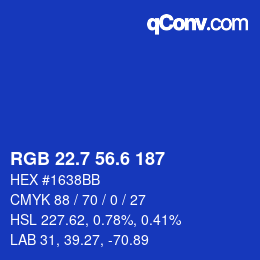 カラーコード: RGB 22.7 56.6 187 | qconv.com
