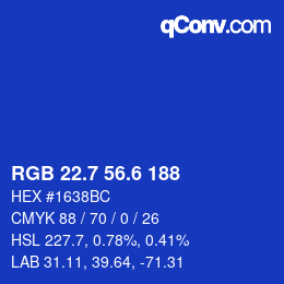 カラーコード: RGB 22.7 56.6 188 | qconv.com