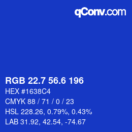 カラーコード: RGB 22.7 56.6 196 | qconv.com