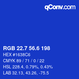 カラーコード: RGB 22.7 56.6 198 | qconv.com