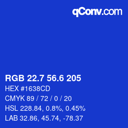 カラーコード: RGB 22.7 56.6 205 | qconv.com