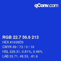 カラーコード: RGB 22.7 56.6 213 | qconv.com