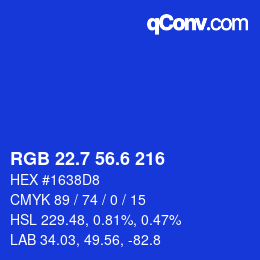 カラーコード: RGB 22.7 56.6 216 | qconv.com