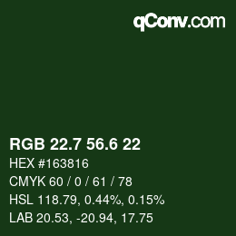 カラーコード: RGB 22.7 56.6 22 | qconv.com