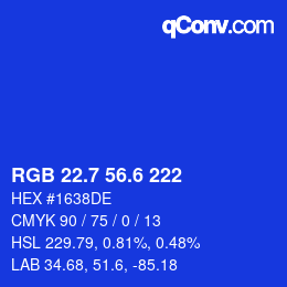 カラーコード: RGB 22.7 56.6 222 | qconv.com