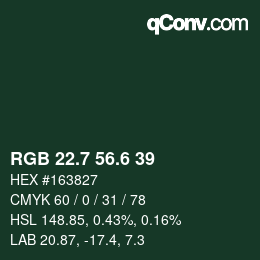カラーコード: RGB 22.7 56.6 39 | qconv.com