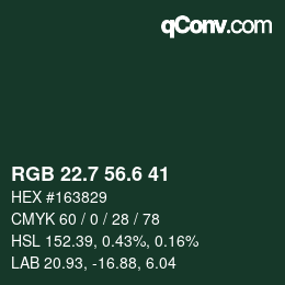 カラーコード: RGB 22.7 56.6 41 | qconv.com