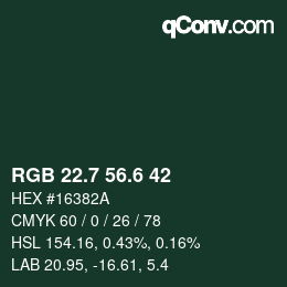 カラーコード: RGB 22.7 56.6 42 | qconv.com