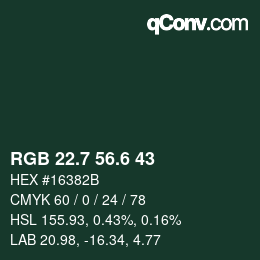 カラーコード: RGB 22.7 56.6 43 | qconv.com