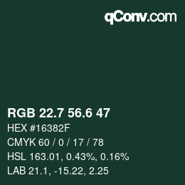 カラーコード: RGB 22.7 56.6 47 | qconv.com
