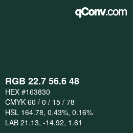 カラーコード: RGB 22.7 56.6 48 | qconv.com