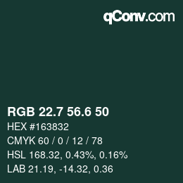 カラーコード: RGB 22.7 56.6 50 | qconv.com