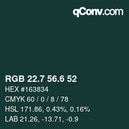カラーコード: RGB 22.7 56.6 52 | qconv.com