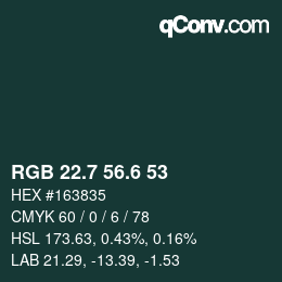 カラーコード: RGB 22.7 56.6 53 | qconv.com