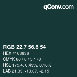 カラーコード: RGB 22.7 56.6 54 | qconv.com