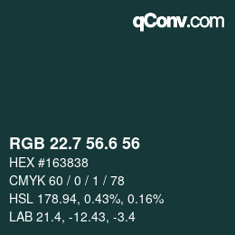 カラーコード: RGB 22.7 56.6 56 | qconv.com