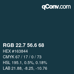 カラーコード: RGB 22.7 56.6 68 | qconv.com