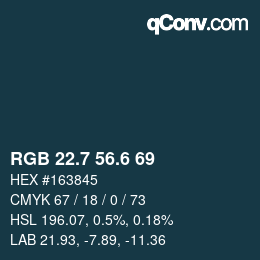 カラーコード: RGB 22.7 56.6 69 | qconv.com
