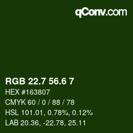 カラーコード: RGB 22.7 56.6 7 | qconv.com