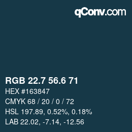 カラーコード: RGB 22.7 56.6 71 | qconv.com