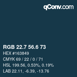 カラーコード: RGB 22.7 56.6 73 | qconv.com