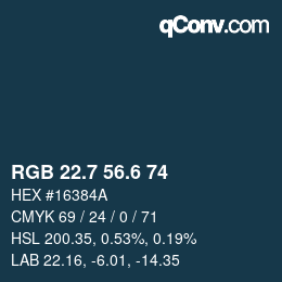 カラーコード: RGB 22.7 56.6 74 | qconv.com