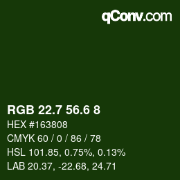 カラーコード: RGB 22.7 56.6 8 | qconv.com