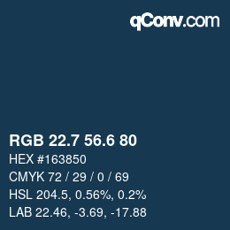 カラーコード: RGB 22.7 56.6 80 | qconv.com