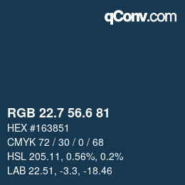 カラーコード: RGB 22.7 56.6 81 | qconv.com