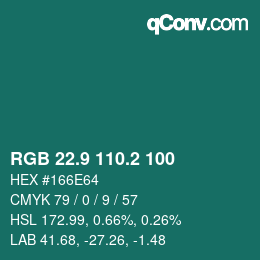 カラーコード: RGB 22.9 110.2 100 | qconv.com