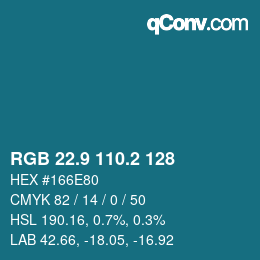 Color code: RGB 22.9 110.2 128 | qconv.com