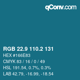 Color code: RGB 22.9 110.2 131 | qconv.com