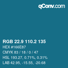 カラーコード: RGB 22.9 110.2 135 | qconv.com
