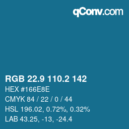 Color code: RGB 22.9 110.2 142 | qconv.com