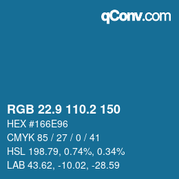 Color code: RGB 22.9 110.2 150 | qconv.com