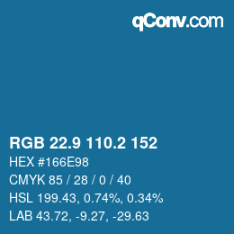 Color code: RGB 22.9 110.2 152 | qconv.com