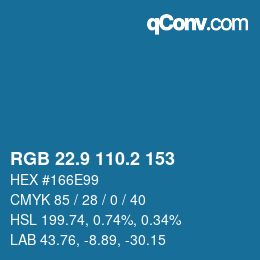 Color code: RGB 22.9 110.2 153 | qconv.com