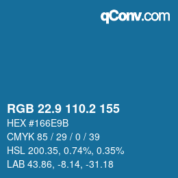 Color code: RGB 22.9 110.2 155 | qconv.com